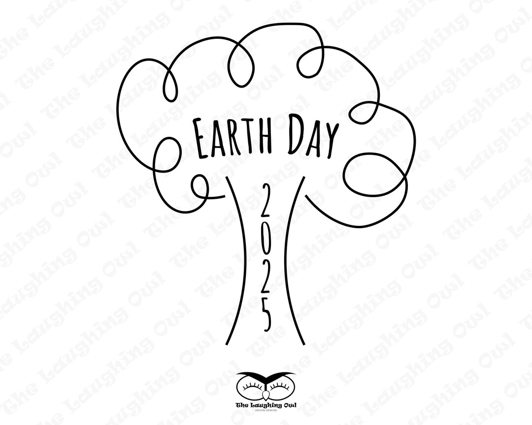 Earth Day 2025 Line Art Abstract Tree Graphic Design Digital Download svg, Png, Dxf, Jpg Etsy