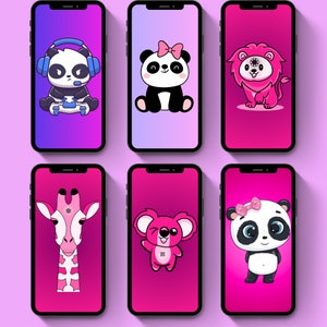 6 Pink Wallpapers Combo | Giraffe| Panda | Koala| Lion