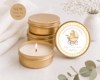 Duckling Baby Shower Favor, Personalized Candle Tin, Gender Neutral Baby Shower Gift, Custom Baby Shower Candle, Soy Wax