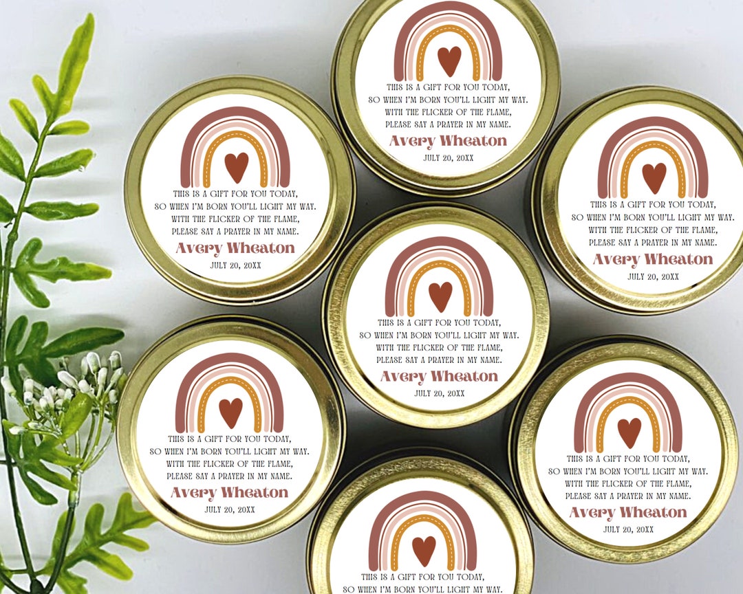 Boho Baby Shower Favors: Personalized Soy Wax Prayer Candle Set - Etsy