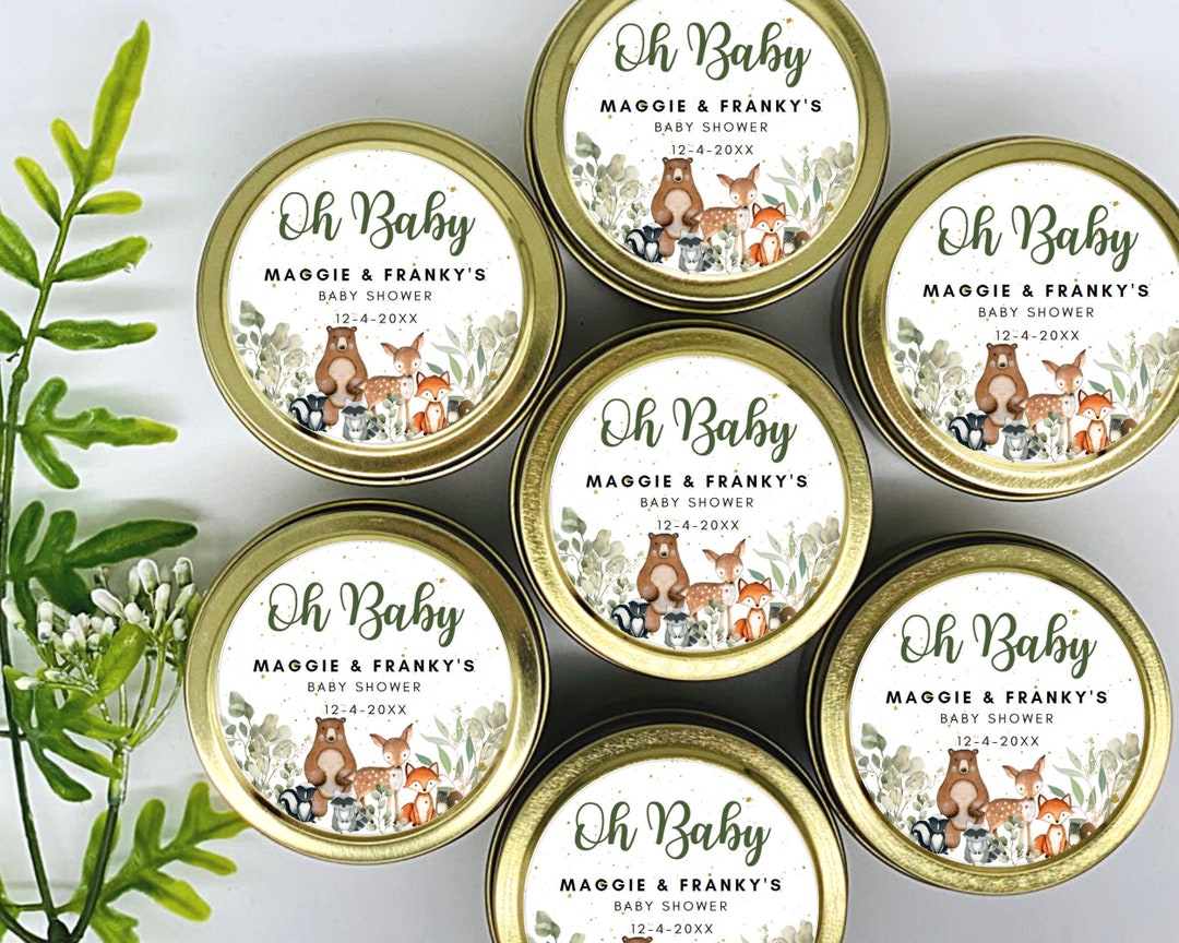 Personalized Woodland Baby Shower Favors: Soy Wax Candles, Set of 12 - Etsy