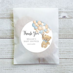 Teddy Bear Stickers for Favors - Candy Favor Bags + Cookie Bag Stickers - Custom Stickers - Baby Shower Stickers - Birthday Sticker