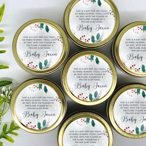Christmas Prayer Candle Favors - Prayer Candle - Custom Baby Shower Gift for Guests - Baby Shower Favors - Soy Wax Candle - Set of 12