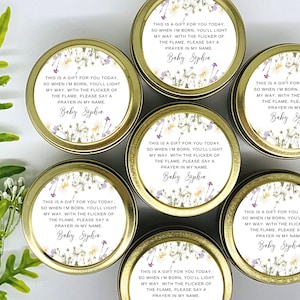 Wildflowers Prayer Candle Favors - Prayer Candle - Custom Baby Shower Gift for Guests - Baby Shower Favors - Girl Prayer Candles - Set of 12
