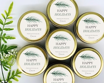 Personalized Christmas Soy Candles Bulk – Corporate Holiday Gift, Set of 12