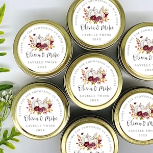 Fall Pumpkin Bridal Shower Favors - Fall Bridal Shower Candles - Pumpkin Favor Candles - Personalized Candles - Soy Wax Candles - Set of 12