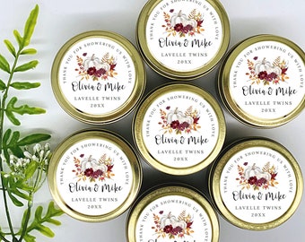 Fall Pumpkin Bridal Shower Favors - Fall Bridal Shower Candles - Pumpkin Favor Candles - Personalized Candles - Soy Wax Candles - Set of 12