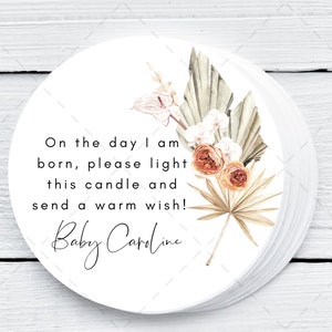 Boho Baby Shower Candles: Personalized Soy Wax Favors - Set of 12 - Etsy