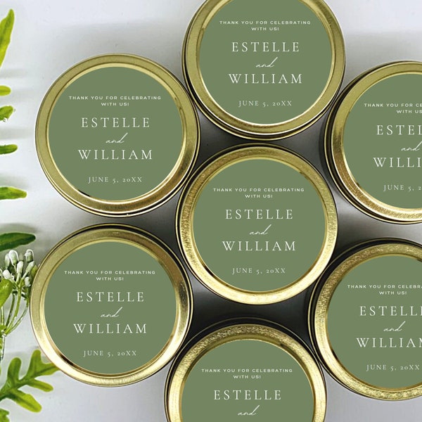 Personalized Soy Wax Wedding Favors, Set of 12 Bridal Shower Candles