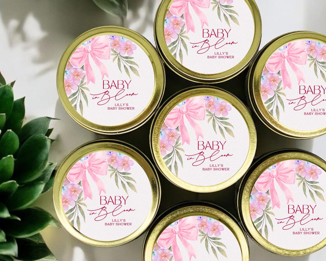 Baby in Bloom Soy Candle Favors: Personalized Baby Shower, Set of 12 - Etsy