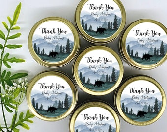 Mountain Baby Shower Favors - Boy Baby Shower Favors - Baby Bear Baby Shower - Baby Shower Favors - Set of 12 - Soy Wax Candles