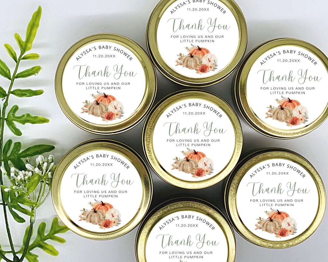 Pumpkin Baby Shower Favors: Personalized Soy Wax Candles - Set of 12 - Etsy