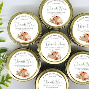 Fall Pumpkin Baby Shower Favors - Fall Baby Shower Candles - Pumpkin Favor Candles - Personalized Candles - Soy Wax Candles - Set of 12