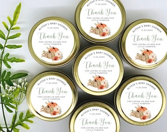 Fall Pumpkin Baby Shower Favors - Fall Baby Shower Candles - Pumpkin Favor Candles - Personalized Candles - Soy Wax Candles - Set of 12