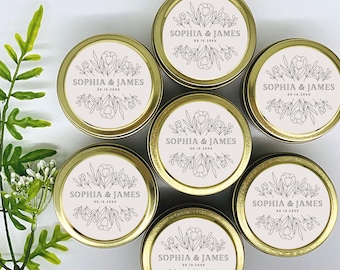 Personalized Soy Candle Favors: Set of 12, Custom Wedding Shower Favors