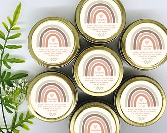 Boho Rainbow Soy Candle Favors: Personalized Baby Shower Gifts - Set of 12