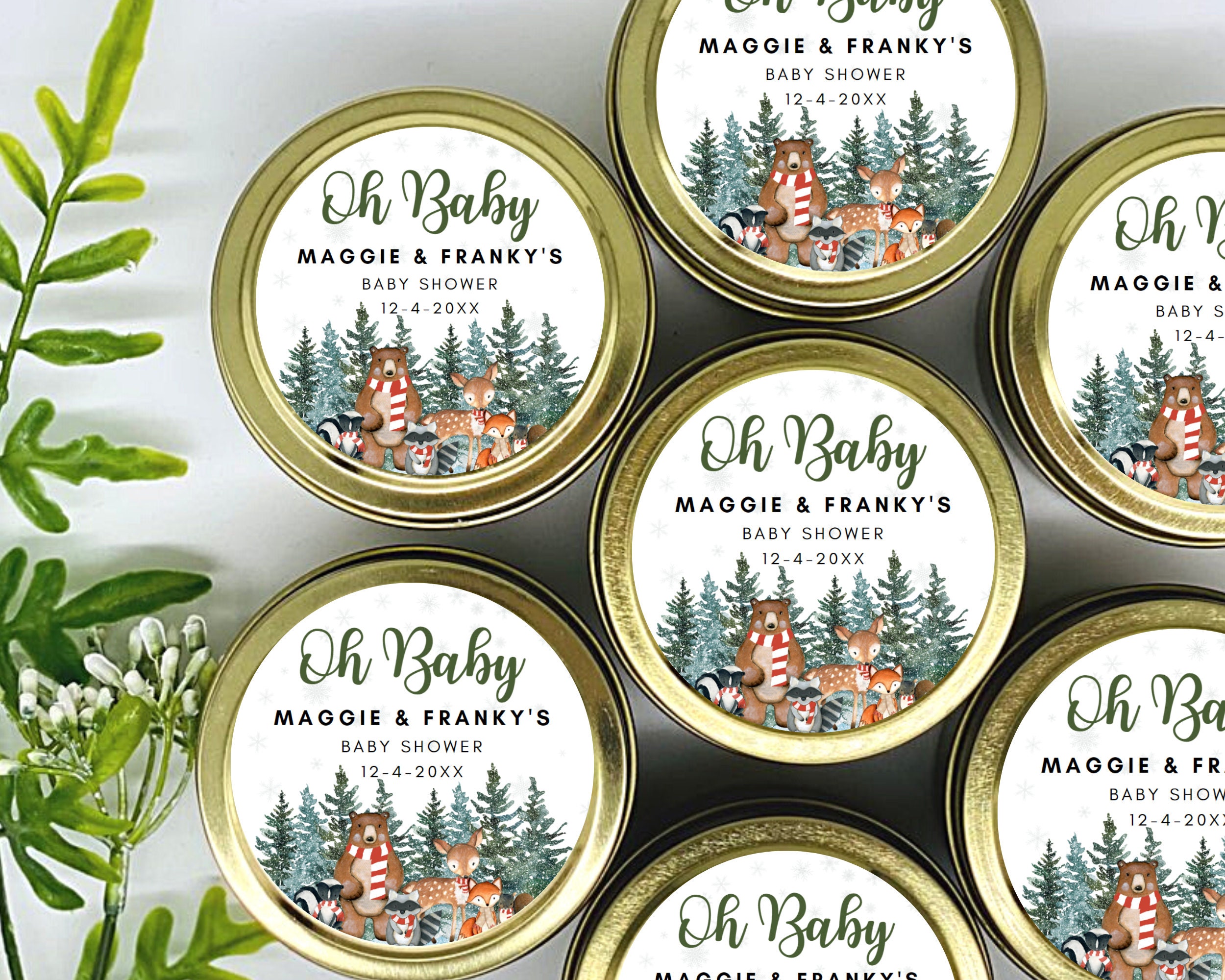 Woodland Baby Shower Candles: Personalized Soy Favors - Set of 12 - Etsy
