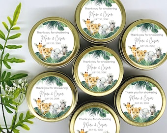 Jungle Candle Favors - Safari Baby Shower Candles - Jungle Safari Baby Shower - Girl Safari Favors - Safari Party Favors - Set of 12