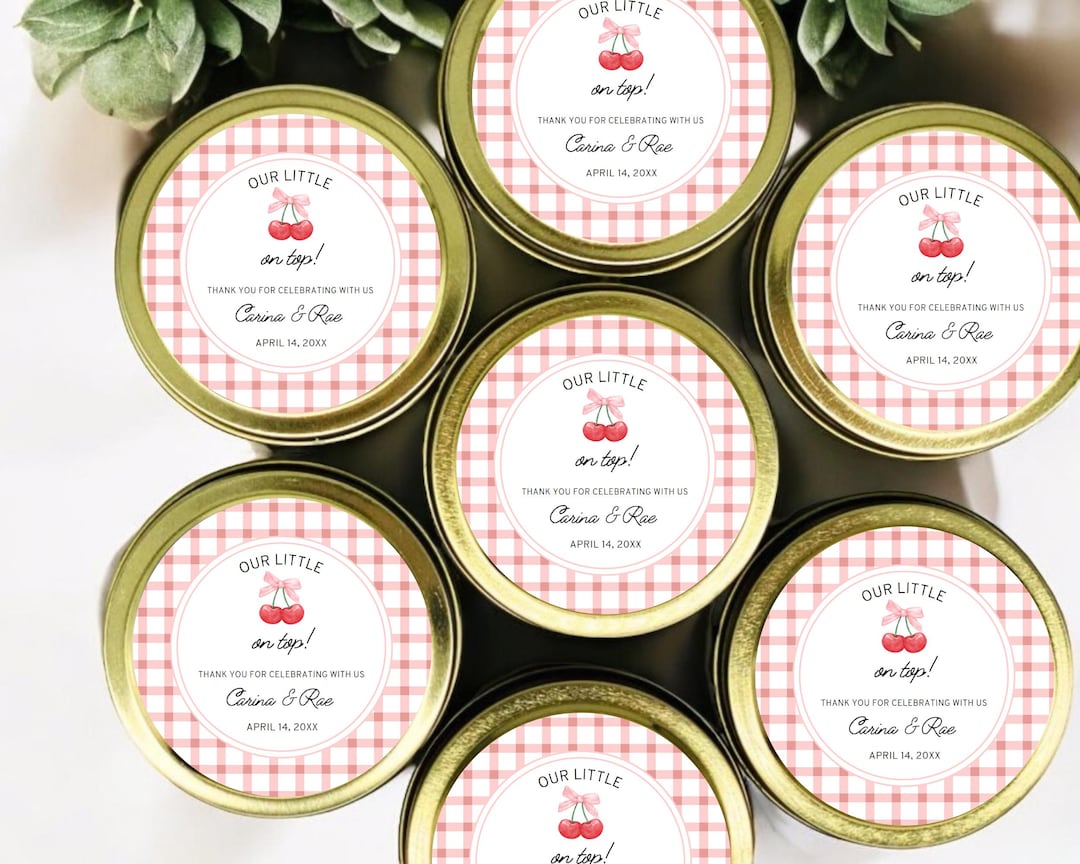 Cherry Baby Shower Favors: Personalized Soy Wax Candles - Set of 12 - Etsy