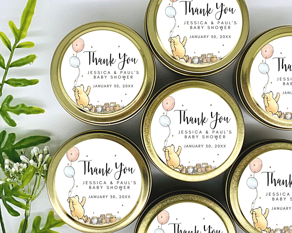 Classic Pooh Baby Shower Candles: Personalized Soy Wax Favors - Set of ...