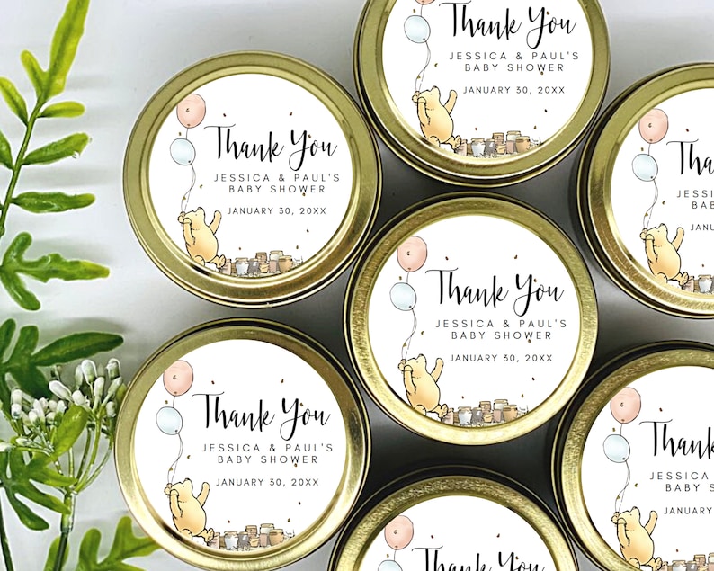 Classic Pooh Baby Shower Candles: Personalized Soy Wax Favors - Set of ...
