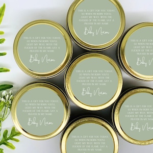 Custom Baby Shower Prayer Candle Favors: Set of 12, Soy Wax