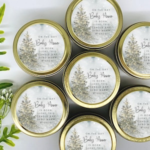 Winter Prayer Candle Favors - Prayer Candle - Custom Baby Shower Gift for Guests - Baby Shower Favors - Soy Wax Candle - Set of 12