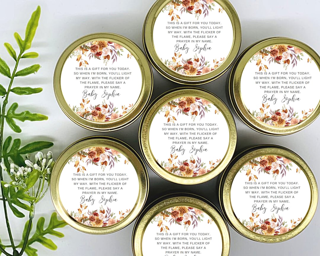 Fall Baby Shower Favors: Personalized Soy Prayer Candle Set of 12 - Etsy