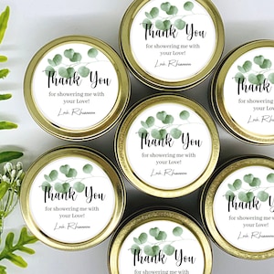 Greenery Candle Favors - Gender Neutral Shower Candles - Eucalyptus Wreath Baby Shower - Baby Shower Favors - Set of 12