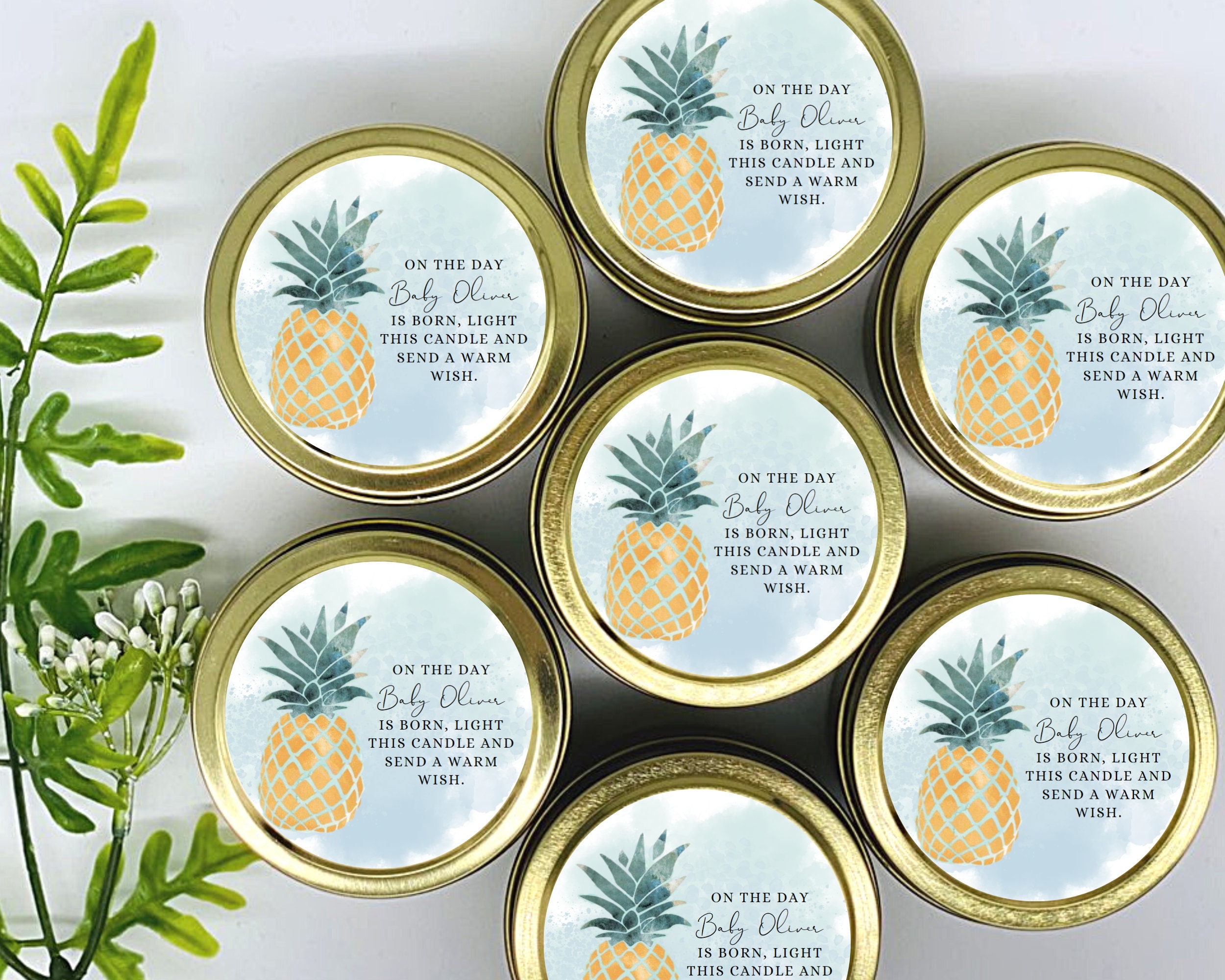 Pineapple Baby Shower Favors: Personalized Soy Candle Set of 12 - Etsy