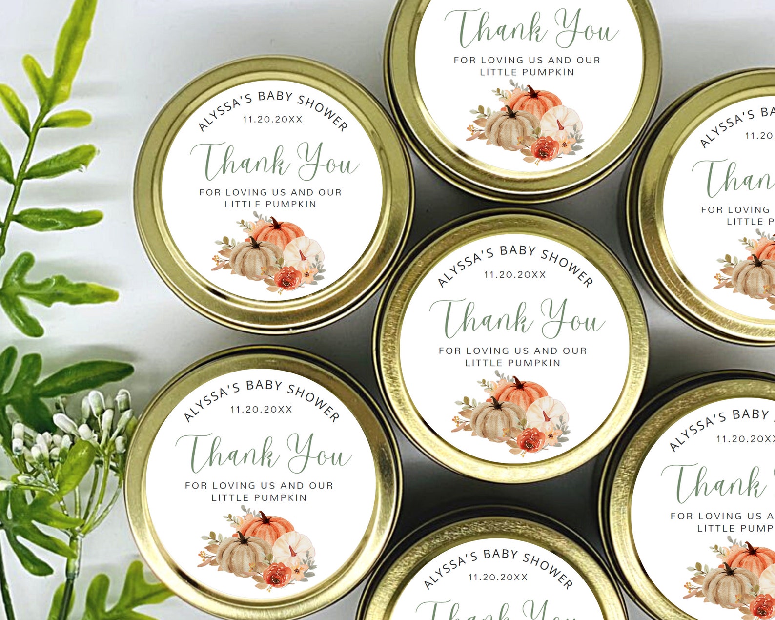 Pumpkin Baby Shower Favors: Personalized Soy Wax Candles - Set of 12 - Etsy