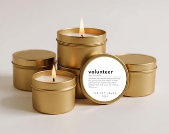 Bulk Volunteer Candles: Thank You Gift, Soy Wax, Custom Label, Set of 1