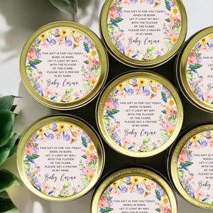 Spring Prayer Candle Favors - Spring Floral Prayer Candle - Baby Shower Gift for Guests - Baby Shower Favors - Prayer Candles - Set of 12