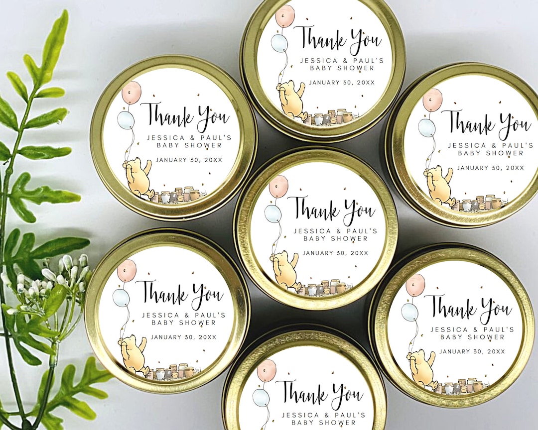Classic Pooh Baby Shower Candles: Personalized Soy Wax Favors - Set of ...