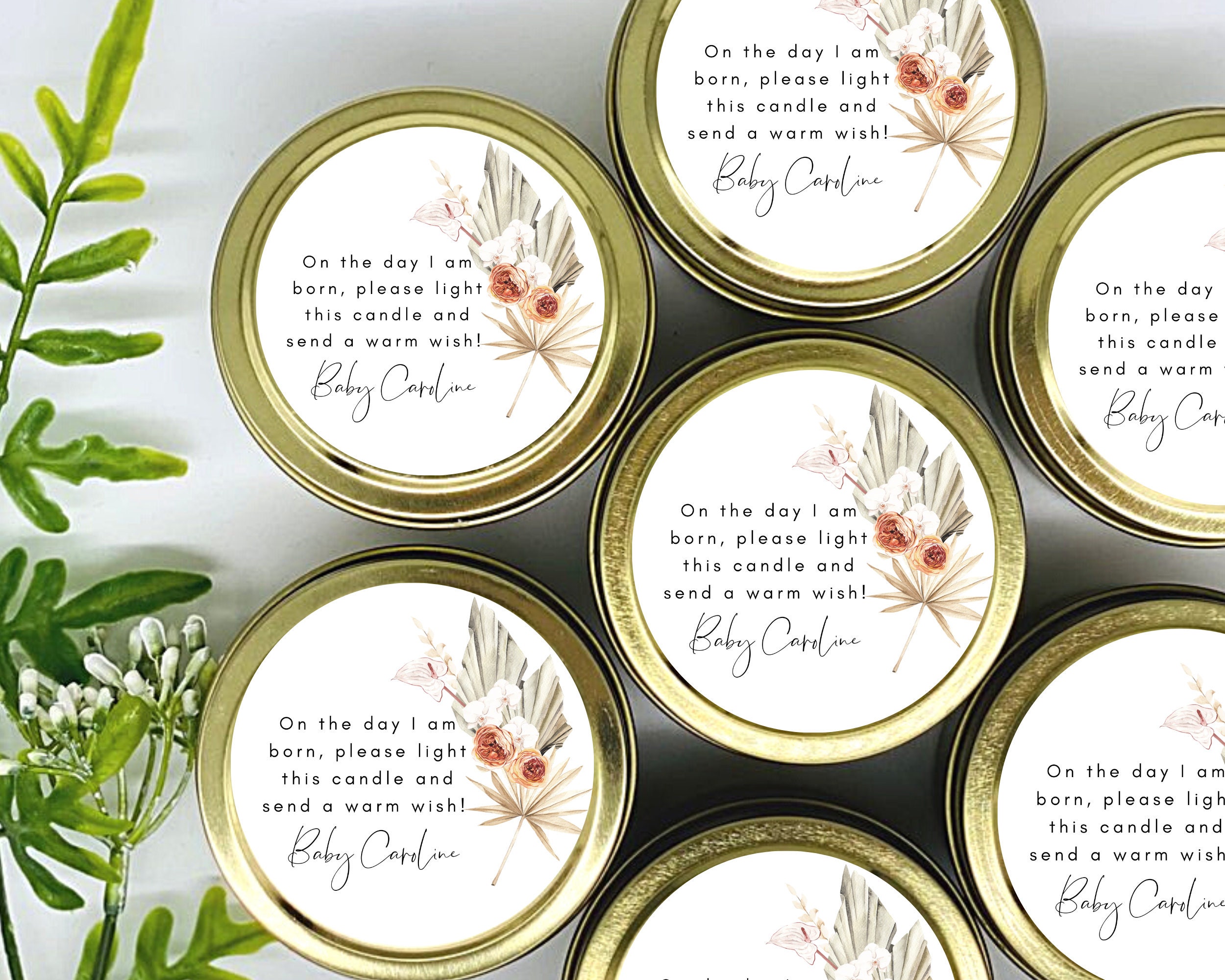 Boho Baby Shower Candles: Personalized Soy Wax Favors - Set of 12 - Etsy