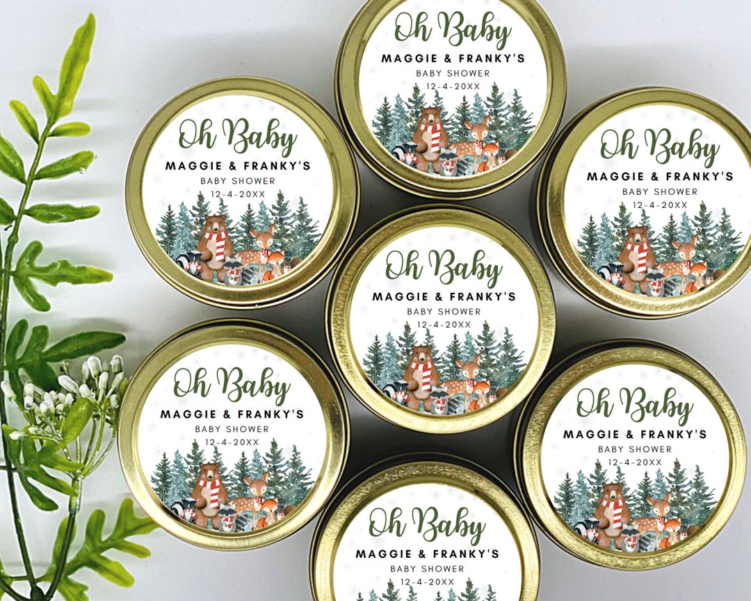 Woodland Baby Shower Candles: Personalized Soy Favors - Set of 12 - Etsy