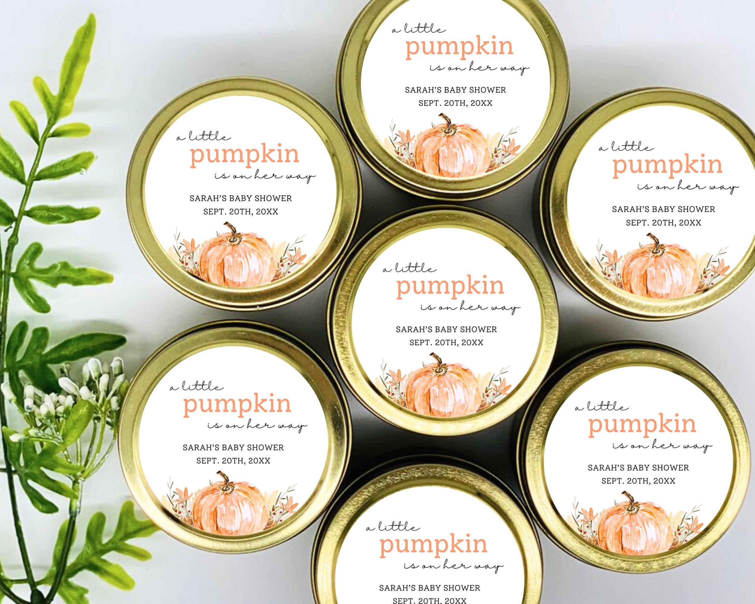 Little Pumpkin Baby Shower - Little Pumpkin Favors - Fall Autumn Baby - Baby Shower Favors - Personalized Candle Favors - Set of 12