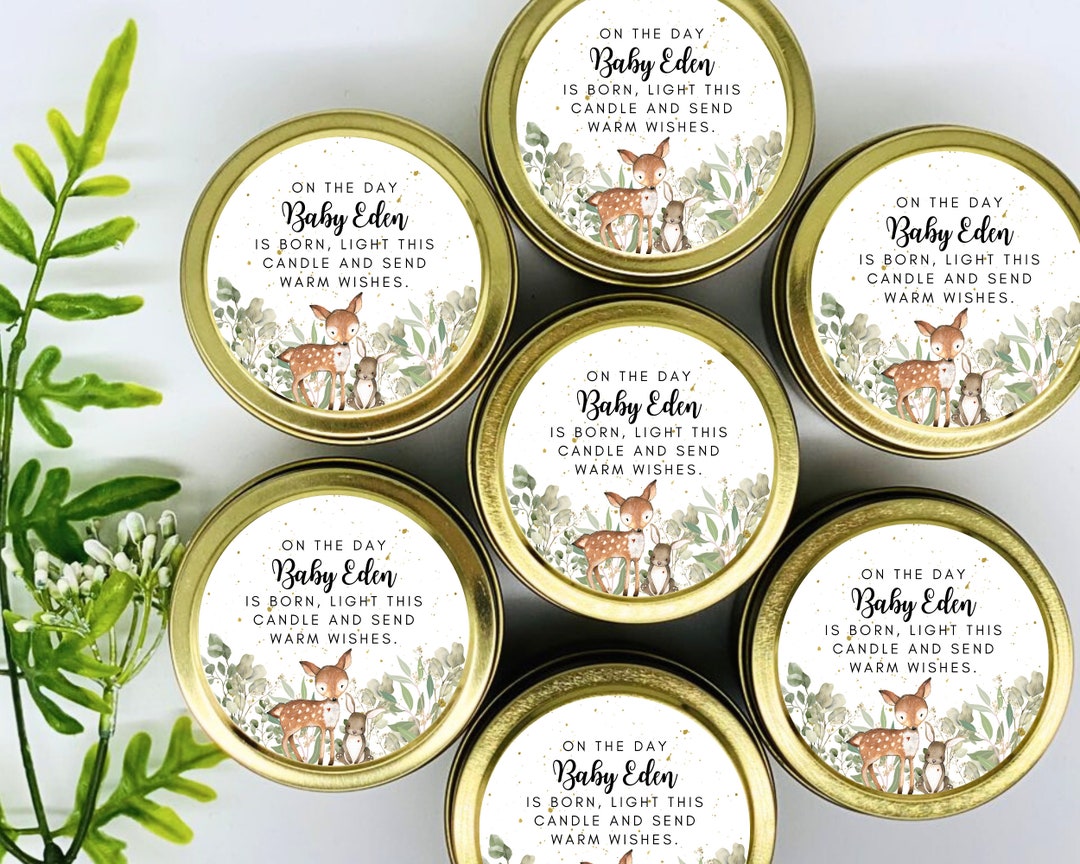 Fawn Baby Shower Favors: Personalized Soy Candles, Set of 12 - Etsy