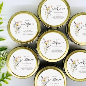 Wildflowers Prayer Candle Favors - Prayer Candle - Custom Baby Shower Gift for Guests - Baby Shower Favors - Girl Prayer Candles - Set of 12