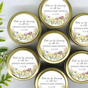 Baby Shower Candles - Wild Flower Baby Shower Favor - Neutral Baby Shower Favors - Baby Shower Favor Candles - Soy Wax Candles - Set of 12