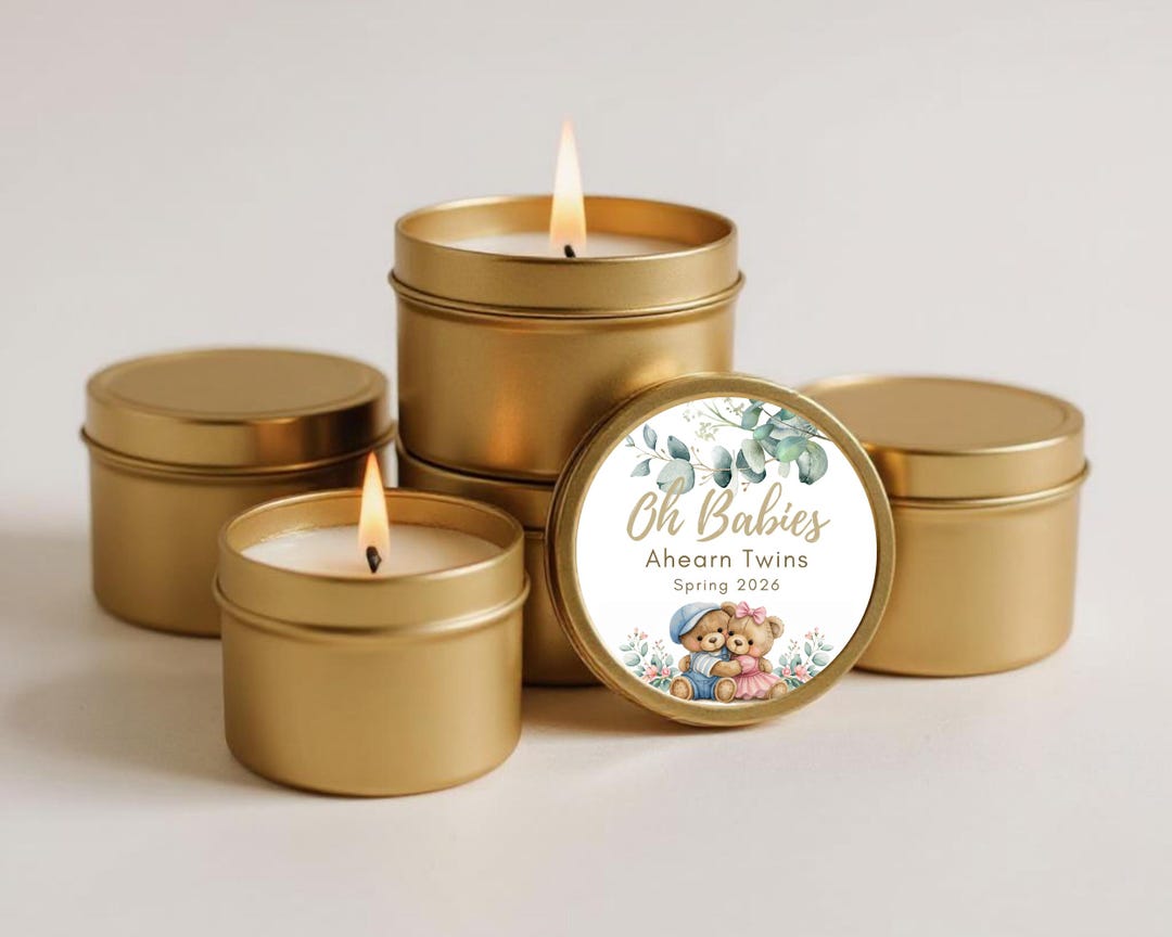 Personalized Soy Candle Favors for Boy and Girl Twins, Set of 1 - Etsy