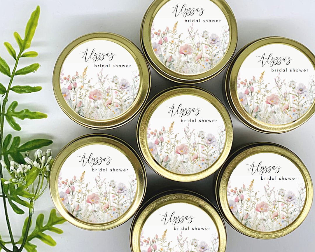 Wildflower Bridal Shower Favors: Personalized Soy Candles (set of 12 ...