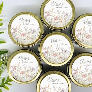 Summer Flowers - Bridal Shower Favors - Bridal Shower Candles - Personalized Favor Candles - Wildflower Candle Favors - Wedding Party Favors