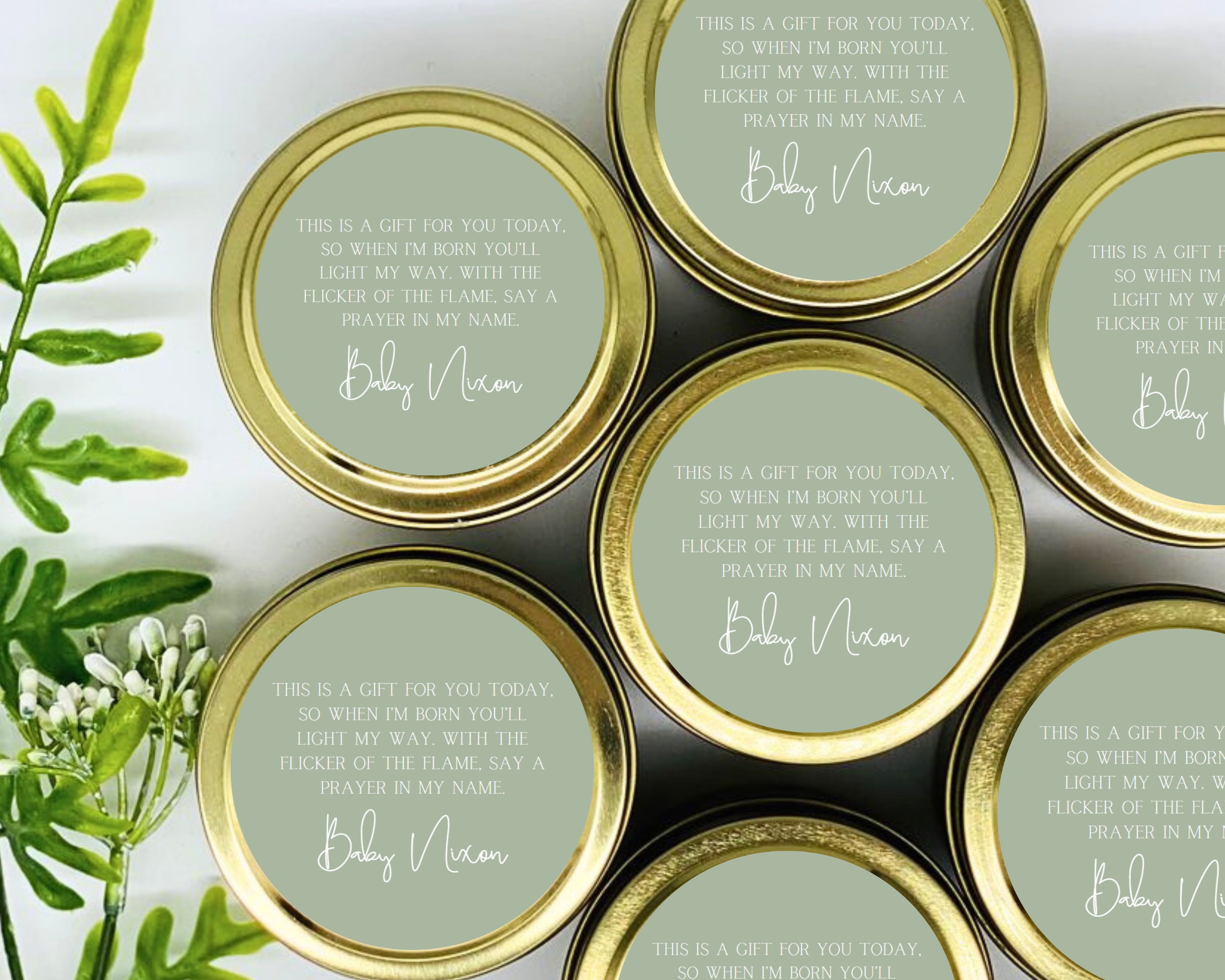 Custom Baby Shower Prayer Candle Favors: Set of 12, Soy Wax - Etsy