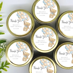 Teddy Bear Candle Favors - Baby Boy Shower Candles - Baby Bear Baby Shower - Blue Bear Candles - Baby Shower Favors - Set of 12