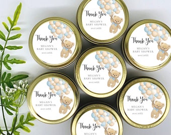 Teddy Bear Candle Favors - Baby Boy Shower Candles - Baby Bear Baby Shower - Blue Bear Candles - Baby Shower Favors - Set of 12