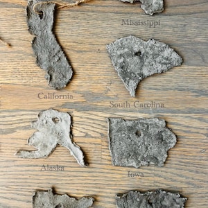 Handmade Concrete South Carolina Ornament: Neutral State Decor