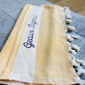 LSU Tigers Tea Towel: Purple and Gold Kitchen Decor