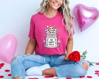 My Happy Pills Shirt, My Happy Pills Cat Shirt, Cat Serotonin Shirt, Mental Health Shirt, Cat Antidepressant Shirt, Cat Lover Therapy Shirt