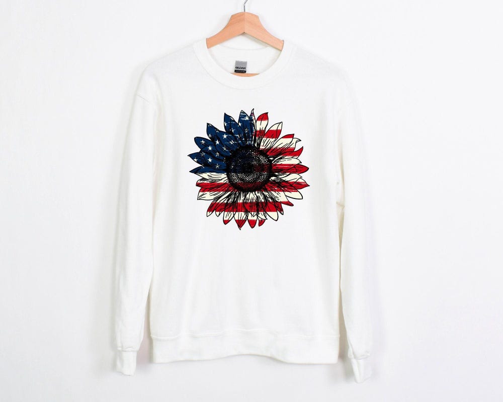 America Sunflower Sweatshirt, Usa Flag Flower Sweatshirt, Gift For American, Freedom Sweatshirt, Independence Sweatshirt, Usa Hoodie